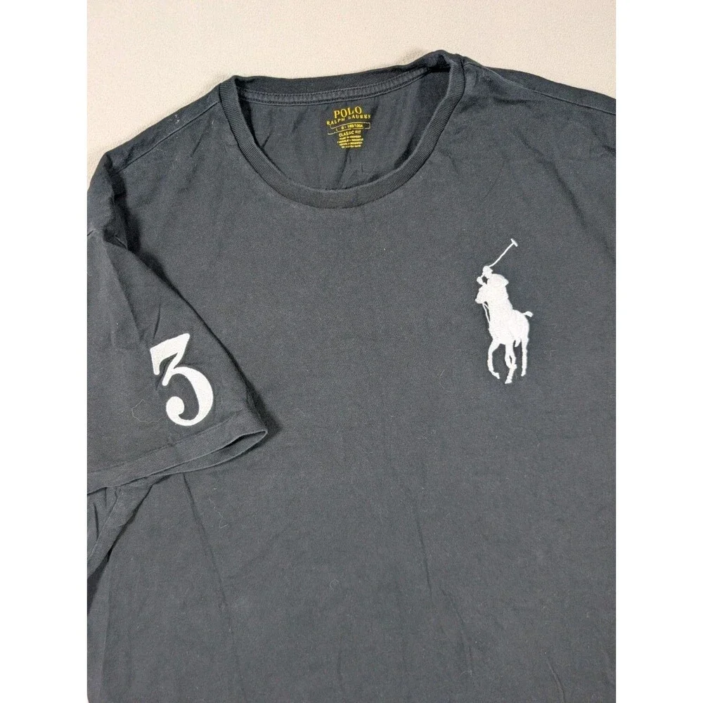 Polo Ralph Lauren Classic Fit Big Pony #3 Jersey Cotton Black T-Shirt Men's L